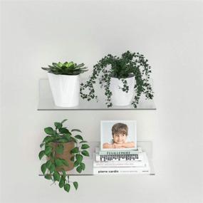 img 1 attached to FEMELI Clear Acrylic Floating Wall Shelf for Figures Collections Plant Photo - Convenient Wall Mounted Storage Shelf, Ideal for Bedroom Living Room Office - 12 Inch, 2 Pack