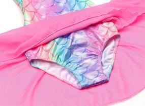 img 2 attached to Unicorn Mermaid Rainbow Skirted Leotards: Long 🦄 Sleeve Dance Dress for Girls Gymnastics with Skorts