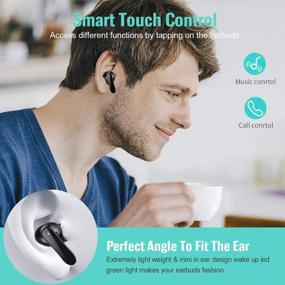 img 2 attached to 🎧 Беспроводные наушники 5.0 - настоящие беспроводные Bluetooth наушники с чехлом для зарядки USB-C | Внутриканальное 3D стерео, водонепроницаемость IPX6, 40 часов воспроизведения, управление сенсорным касанием | Беспроводные наушники с микрофоном