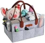 efficient and stylish surdoca baby diaper caddy organizer: portable changing bag for nursery, with wipes bag and artificial leather handle - multipurpose basket, grey logo