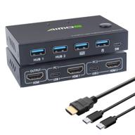 🖥️ kceve kvm switch hdmi 2 port box - usb and hdmi switches with 4 usb hub, uhd 4k@30hz - share keyboard, mouse, and hd monitor for 2 computers - includes 2 hdmi cables and 2 usb cables logo