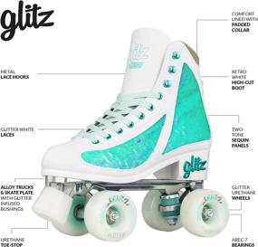 img 3 attached to 🌟 Crazy Skates Glitz Roller Skates: Adjustable and Fixed Sizes, Glitter Sparkle Quad Skates for Women and Girls