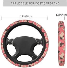 img 3 attached to Funny Cartoon Pugs With Heart Universal 15 Inch Steering Wheel Covers Non Slip Neoprene Car Wrap Cover For Adults