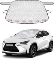 golufomi car windshield snow cover, winter windshield cover with magnetic edge 🚗 for ice frost protection in all weather, fits most cars and suvs, silver logo