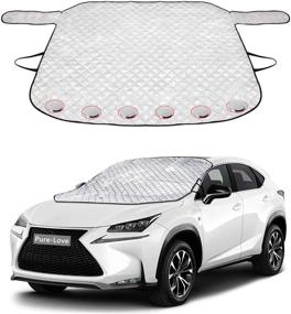 img 4 attached to Golufomi Car Windshield Snow Cover, Winter Windshield Cover with Magnetic Edge 🚗 for Ice Frost Protection in All Weather, Fits Most Cars and SUVs, Silver