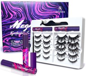 img 4 attached to Arishine Magnetic Eyelashes Kit with Magnetic Eyeliner - 3D and 5D Magnetic False Lashes for Natural Look, Glue-Free Solution