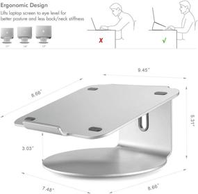 img 3 attached to 📲 Серебристый алюминиевый держатель-стенд MagicHold для MacBook (11-17 дюймов), с вращающейся нижней частью