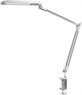 metal architect led desk lamp byb e430 - swing arm task lamp for clamp, eye-care drafting table - dimmable office light with 4 lighting modes, 6-level dimmer - touch control, memory function - silver логотип