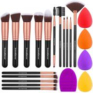 💄 innogear 21-piece makeup brushes set - professional cosmetic brush kit with 16 makeup brushes, 4 sponges, and brush cleaner - ideal for foundation, powder, concealers, eyeshadows, liquid cream - black golden logo