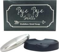 🚿 stainless steel odor-removing bar with tray - bye bye smells oval shaped logo