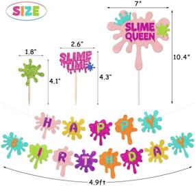 img 1 attached to Slime Birthday Party Decorations Kit: Slime Theme Cupcake Toppers, Slime Birthday Banner, Slime Queen Cake Topper, Colorful Balloons for Art Theme Party, Kid Painting Birthday Party Supplies