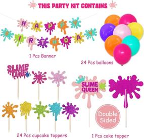 img 2 attached to Slime Birthday Party Decorations Kit: Slime Theme Cupcake Toppers, Slime Birthday Banner, Slime Queen Cake Topper, Colorful Balloons for Art Theme Party, Kid Painting Birthday Party Supplies