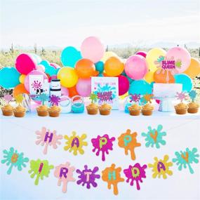 img 3 attached to Slime Birthday Party Decorations Kit: Slime Theme Cupcake Toppers, Slime Birthday Banner, Slime Queen Cake Topper, Colorful Balloons for Art Theme Party, Kid Painting Birthday Party Supplies