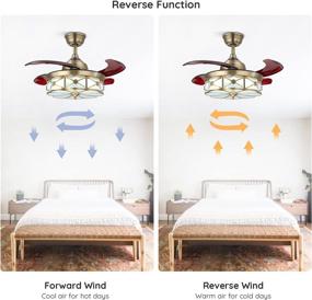 img 1 attached to 🔽 7PM Retractable Ceiling Fan with Lights and Dimmable LED Chandelier, 6 Wind Speeds, Remote Control, Bronze Finish – Bedroom and Living Room