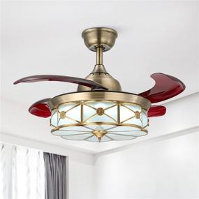 img 4 attached to 🔽 7PM Retractable Ceiling Fan with Lights and Dimmable LED Chandelier, 6 Wind Speeds, Remote Control, Bronze Finish – Bedroom and Living Room