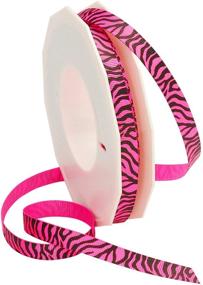 img 1 attached to 🦓 Shocking Pink Neon Zebra Grosgrain Ribbon by Morex Ribbon - 3/8-Inch x 20-Yard