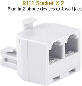 img 3 attached to Uvital RJ11 Duplex Wall Jack Adapter: Dual Phone Line Splitter for Office Home ADSL DSL Fax Model Cordless Phone System - 1 to 2 Modular Converter, White (4 Packs)