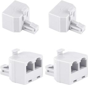 img 4 attached to Uvital RJ11 Duplex Wall Jack Adapter: Dual Phone Line Splitter for Office Home ADSL DSL Fax Model Cordless Phone System - 1 to 2 Modular Converter, White (4 Packs)