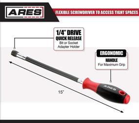 img 3 attached to 🔧 Ares 51000 - Flexible Screwdriver with 1/4-Inch Drive Quick Release Bit Holder Head and Strong, Flexible Shaft: Ideal for Tight Spaces with Included Socket Adapter