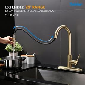 img 2 attached to Tohlar Gold Kitchen Faucets with Pull-Down Sprayer - Modern Stainless Steel Single Handle Pull Down Kitchen Sink Faucet + Deck Plate