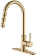 tohlar gold kitchen faucets with pull-down sprayer - modern stainless steel single handle pull down kitchen sink faucet + deck plate logo