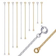 📿 set of 10 necklace extenders, 2-6 inch chain lengths, stainless steel for jewelry making (5 gold, 5 silver) logo