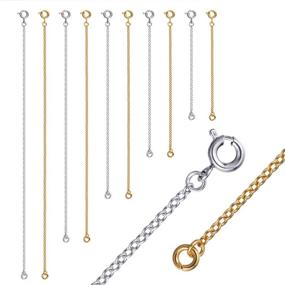 img 4 attached to 📿 Set of 10 Necklace Extenders, 2-6 Inch Chain Lengths, Stainless Steel for Jewelry Making (5 Gold, 5 Silver)