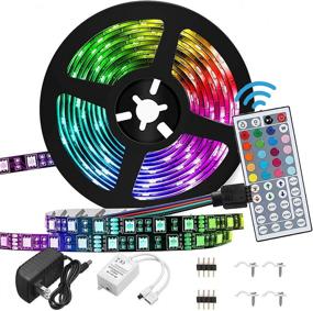 img 4 attached to Waterproof 16.4FT RGB 5050 LED Strip Lights Kit - Ideal for DIY Decoration in Bedroom, Home, Kitchen - Includes 44 Keys IR Remote Controller & 12V Power Supply