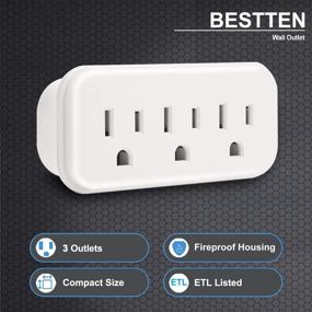 img 3 attached to 🔌 Enhance Efficiency with the [5 Pack] BESTTEN 3 Outlet Wall Adapter, 15A/125V/1875W, ETL Listed, White