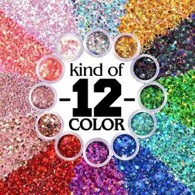 img 2 attached to ✨ Warmfits Holographic Chunky Glitter Set A - 12 Colors Total 120g for Face, Body, Eyes, Hair, Nails - Festival Chunky Holographic Glitter with Different Size Stars and Hexagons Shaped