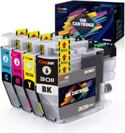oneink compatible ink cartridges for brother lc3011 lc3011 xl with upgraded chips - high yield - works with brother mfc-j491dw, mfc-j497dw, mfc-j895dw printers - 4 packs (black, cyan, magenta, yellow) logo