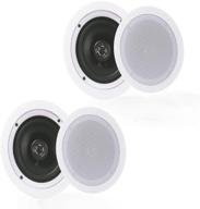 🔊 pyle pair 5.25” in-wall/in-ceiling speaker system with spring loaded quick connections, dual polypropylene cone, polymer tweeter, stereo sound, 150 watts (pdic1651rd) - white logo