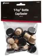 🍾 t-top bottle cap sealer/stopper, black and cork - 12-pack on a card логотип