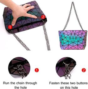 img 2 attached to Holographic Geometric Luminous Crossybody HLM 3PCSset Women's Handbags & Wallets in Totes
