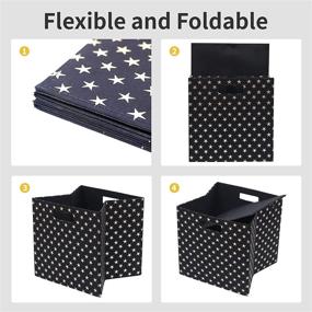 img 2 attached to 🌟 Childishness ndup Foldable Cube Storage Set of 3 for Bedroom, Playroom, Nursery - Collapsible Storage Baskets with Dual Handles, Fabric Cube Bins 12x12, Star Pattern/Black