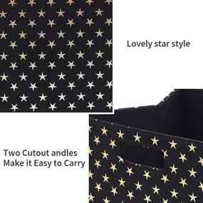 img 1 attached to 🌟 Childishness ndup Foldable Cube Storage Set of 3 for Bedroom, Playroom, Nursery - Collapsible Storage Baskets with Dual Handles, Fabric Cube Bins 12x12, Star Pattern/Black