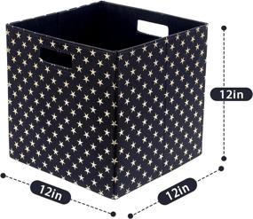 img 3 attached to 🌟 Childishness ndup Foldable Cube Storage Set of 3 for Bedroom, Playroom, Nursery - Collapsible Storage Baskets with Dual Handles, Fabric Cube Bins 12x12, Star Pattern/Black