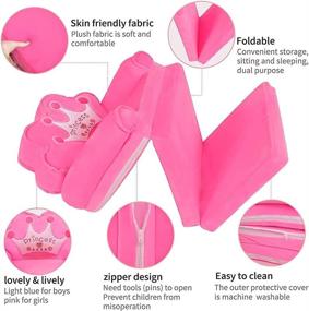 img 2 attached to Plush Foldable Kids Sofa Backrest Chair: Flip Open Sofa Bed with Recliner, Soft Toddler Cartoon Armchair in Cute Pink