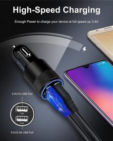 img 3 attached to High-Speed Dual Port Car Charger for iPhone, Samsung Galaxy, LG, iPad, GPS - [2Pack] 3.4A Fast Charge Cargador Carro Lighter Adapter