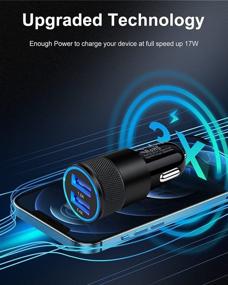 img 2 attached to High-Speed Dual Port Car Charger for iPhone, Samsung Galaxy, LG, iPad, GPS - [2Pack] 3.4A Fast Charge Cargador Carro Lighter Adapter
