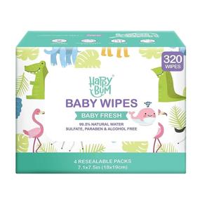 img 4 attached to 🌿 Organic Baby Wipe - HAPPY BUM Eco-Friendly Wet Wipes for Baby, Baby Water Wipes, 4 Packs, 320 Count.