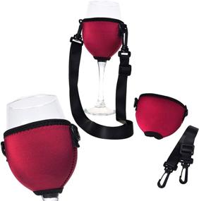 img 3 attached to 🍷 Beautyflier Wine Glass Insulator/Drink Holder/Neoprene Sleeve with Adjustable Neck Strap - Ideal for Wine Walk Events (Burgundy, Set of 3)