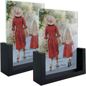 img 4 attached to 🖼️ MEBRUDY 5x7 Picture Frame 2 Pack: Black Frames with Tempered Glass and Wooden Base - Perfect for Tabletop or Desktop Display