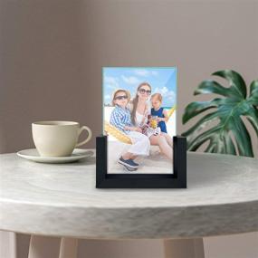 img 2 attached to 🖼️ MEBRUDY 5x7 Picture Frame 2 Pack: Black Frames with Tempered Glass and Wooden Base - Perfect for Tabletop or Desktop Display