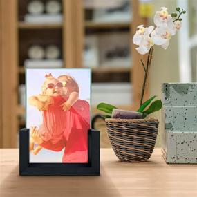 img 3 attached to 🖼️ MEBRUDY 5x7 Picture Frame 2 Pack: Black Frames with Tempered Glass and Wooden Base - Perfect for Tabletop or Desktop Display