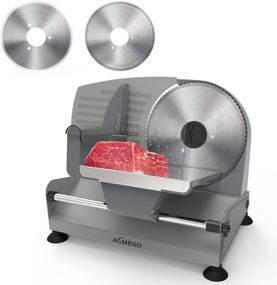 img 4 attached to 🔪 200W Electric Meat Slicer for Home Use by Aemego - Removable Stainless Steel Blade, Adjustable Thickness - Ideal Meat Cutter Machine for Deli, Jerky, Fruit, Cheese, Bread, Salami, Bacon - Silver