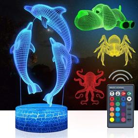 img 4 attached to 🐬 Enhance Your Décor with 4 PCS 3D Dolphins Night Light - 16 Color Changing, Cool Dolphins Lamp - Perfect Kids Toys Birthday Xmas Gift with DIY Packaging