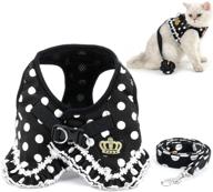 zunea polka dots cat harness and leash set - girl kitten crown pattern, escape-proof, no-pull choke vest for safe walking - step-in soft mesh padded puppy harness for small dogs логотип