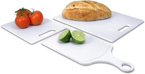 img 1 attached to 🔪 Farberware Plastic Cutting Board Set - 3 Pcs with Paddle in Classic White