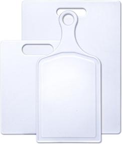 img 4 attached to 🔪 Farberware Plastic Cutting Board Set - 3 Pcs with Paddle in Classic White